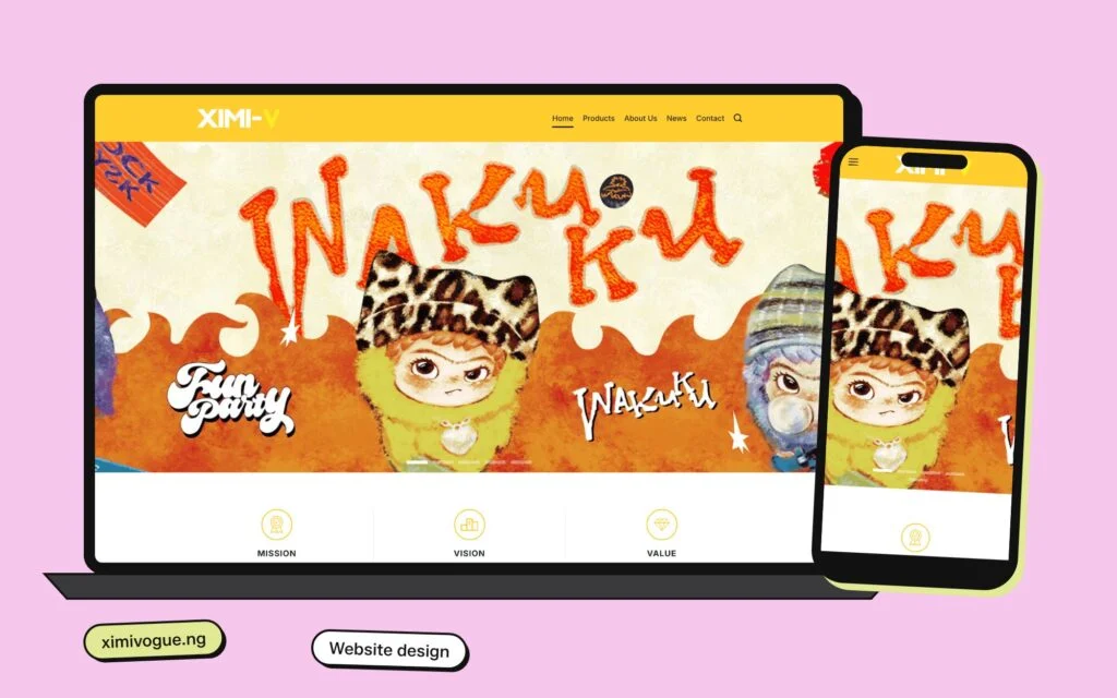 Ximi Vogue website on laptop and phone